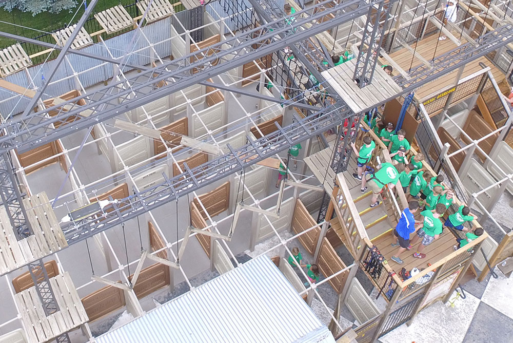 Aerial of ropes course & maze